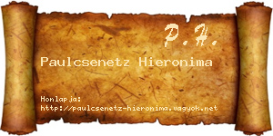 Paulcsenetz Hieronima névjegykártya